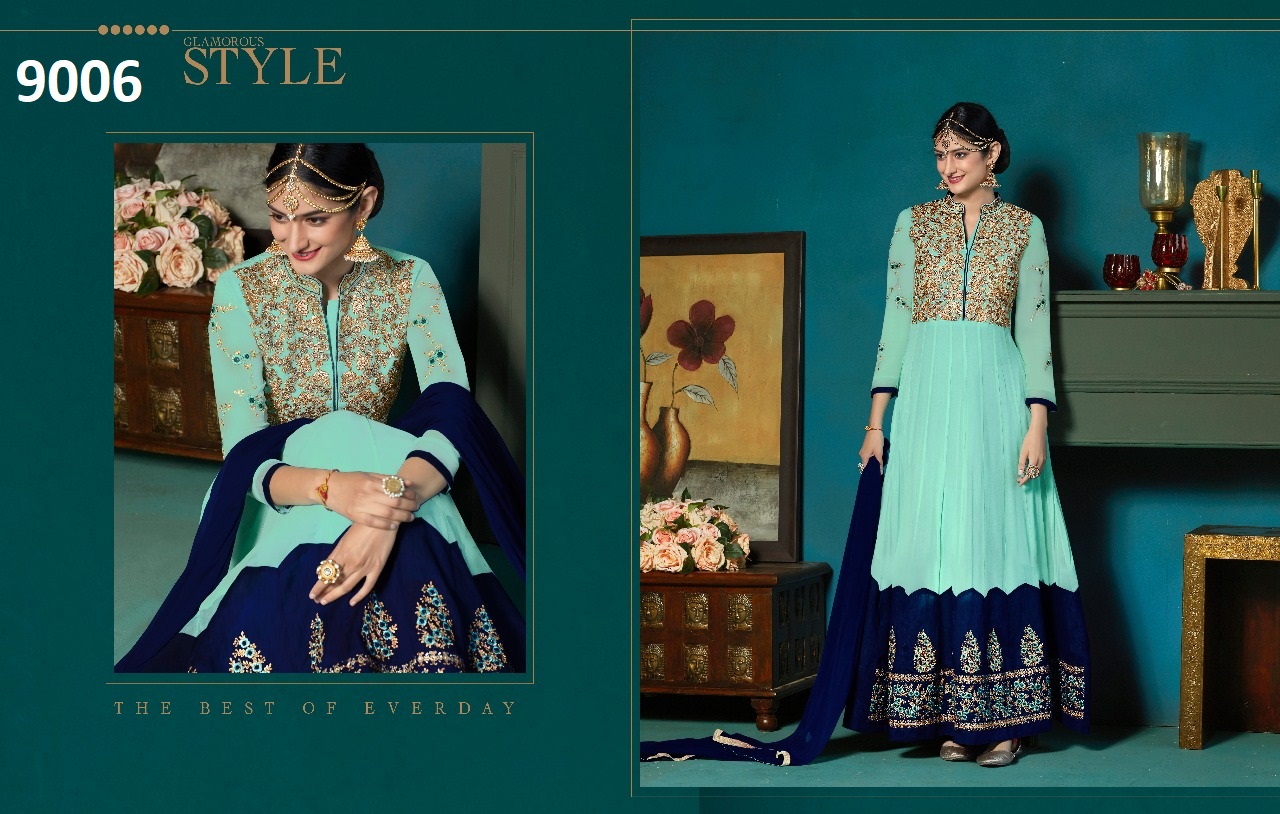 Kasi By Kianaa Fashions 9002 To 9007 Series Designer Anarkali Suits Bridal Collection Colorful Stylish Fancy Party Wear & Occasional Wear Georgette Embroidered Dresses At Wholesale Price