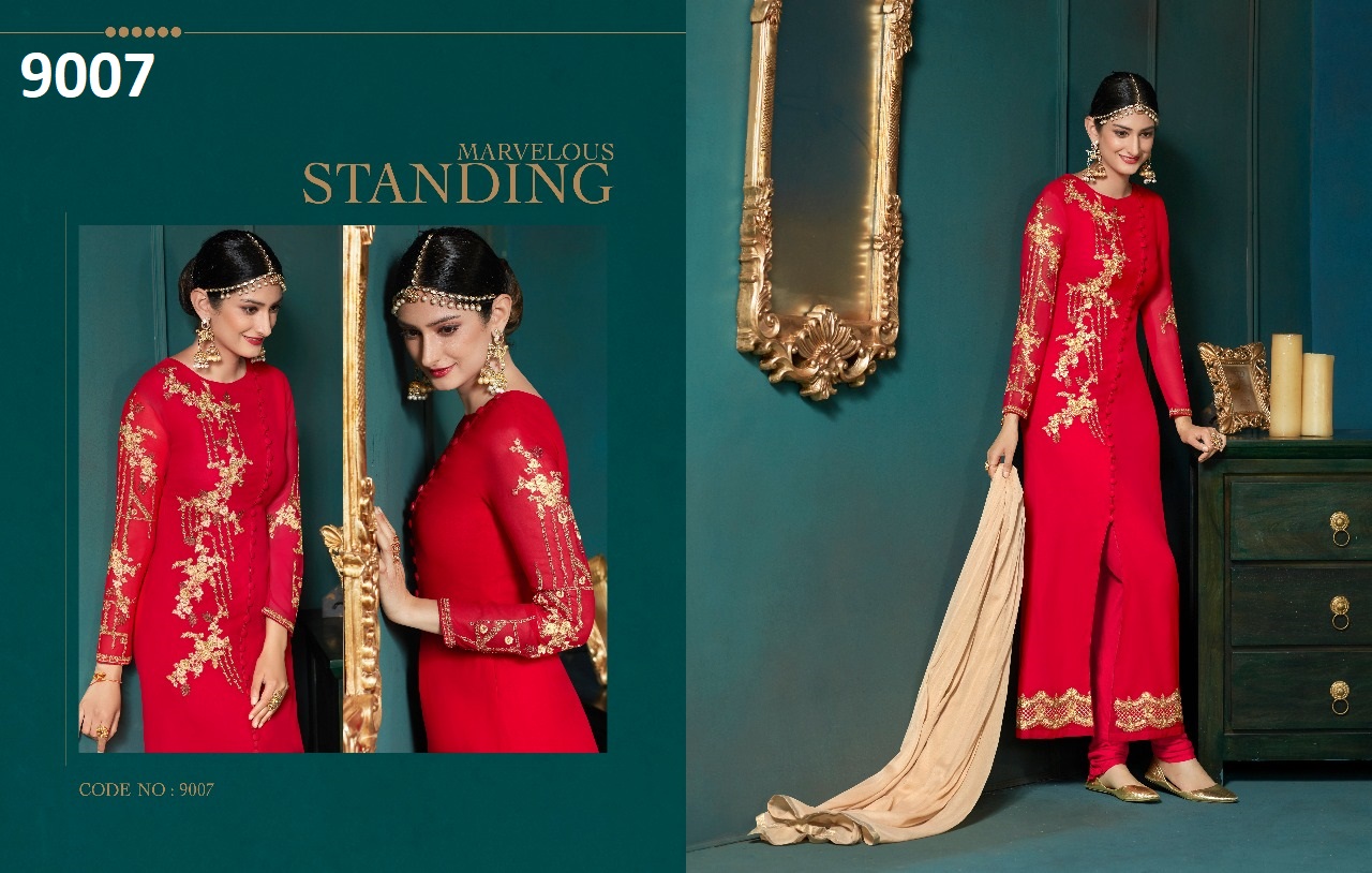 Kasi By Kianaa Fashions 9002 To 9007 Series Designer Anarkali Suits Bridal Collection Colorful Stylish Fancy Party Wear & Occasional Wear Georgette Embroidered Dresses At Wholesale Price