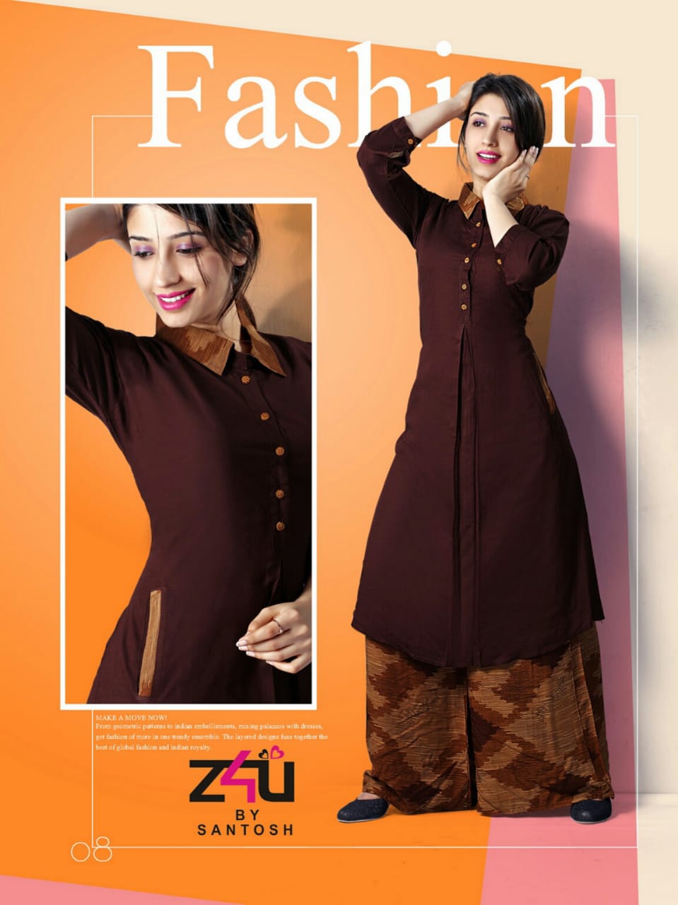 Kasturi By Z4u 01 To 10 Series Beautiful Stylish Fancy Colorful Casual Wear & Ethnic Wear & Ready To Wear Rayon Kurtis & Palazzos At Wholesale Price