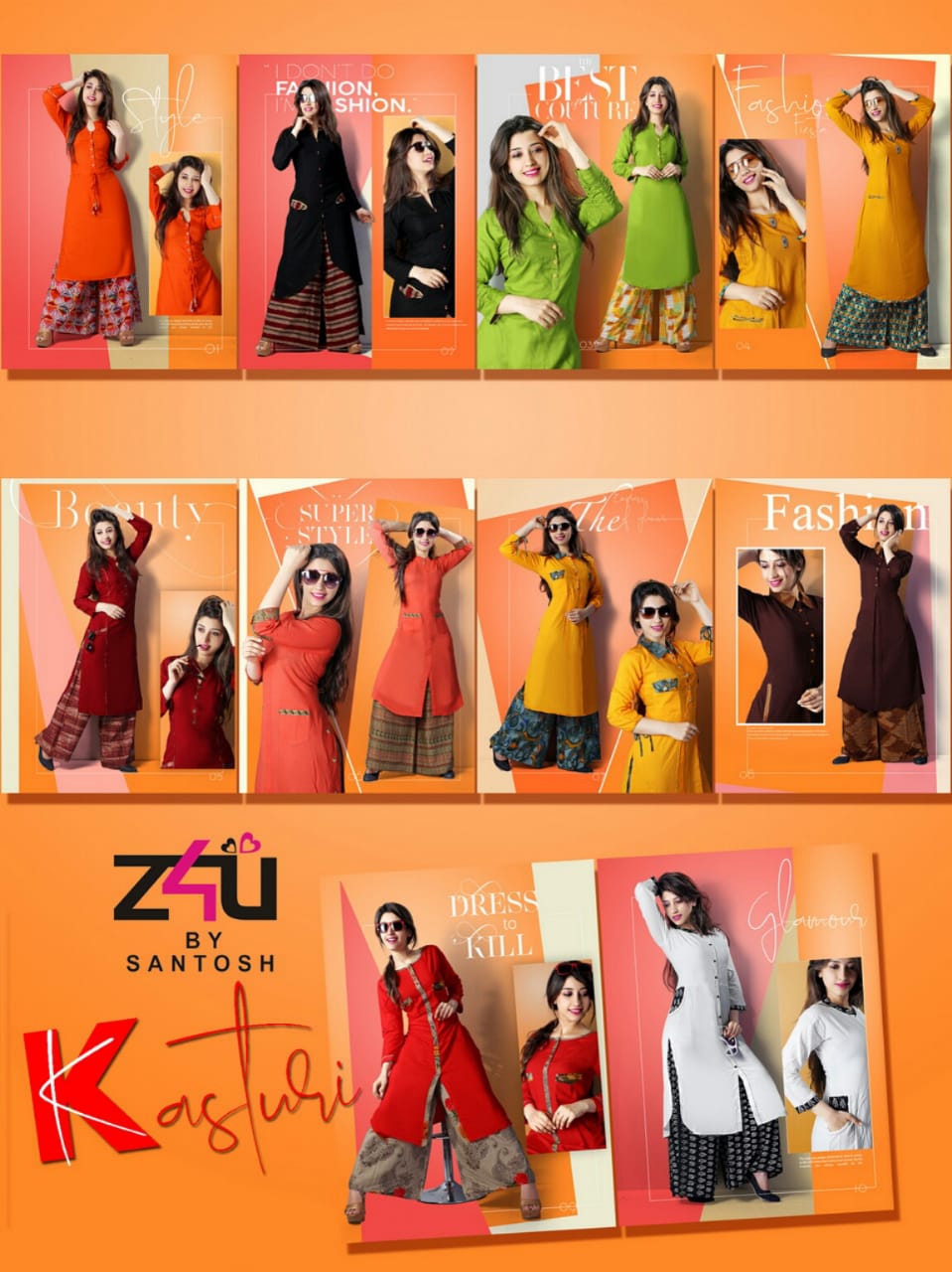 Kasturi By Z4u 01 To 10 Series Beautiful Stylish Fancy Colorful Casual Wear & Ethnic Wear & Ready To Wear Rayon Kurtis & Palazzos At Wholesale Price