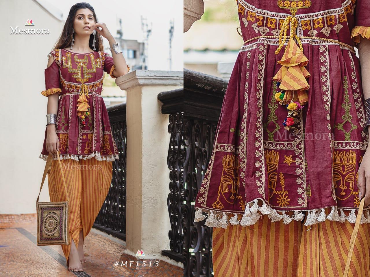 Kathputli Kedia Female Collection Vol-2 By Mesmora 1508 To 1514 Series Stylish Fancy Beautiful Colorful Casual Wear & Ethnic Wear Pure Khadi With Embroidered Kurtis And Bottom At Wholesale Price