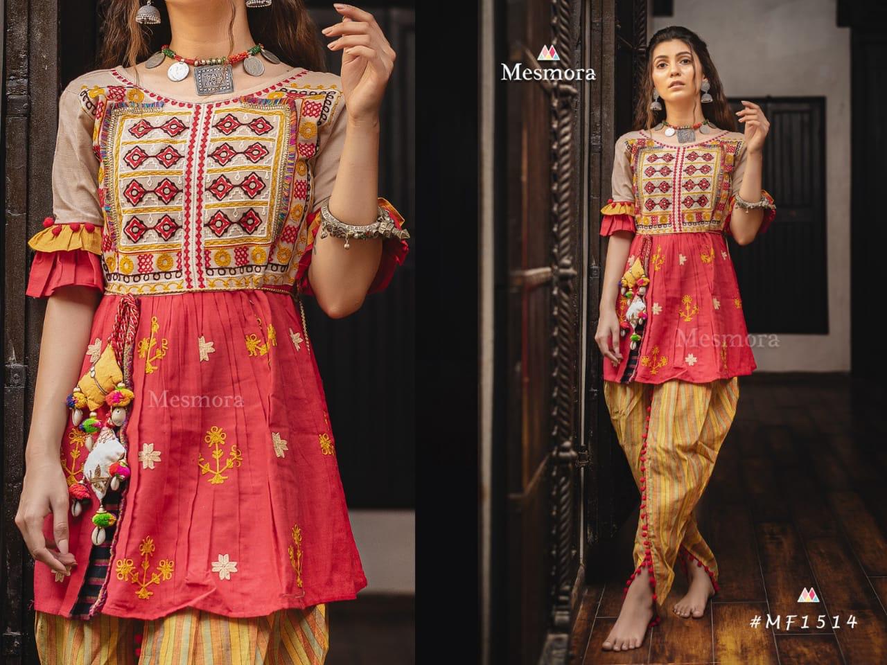 Kathputli Kedia Female Collection Vol-2 By Mesmora 1508 To 1514 Series Stylish Fancy Beautiful Colorful Casual Wear & Ethnic Wear Pure Khadi With Embroidered Kurtis And Bottom At Wholesale Price