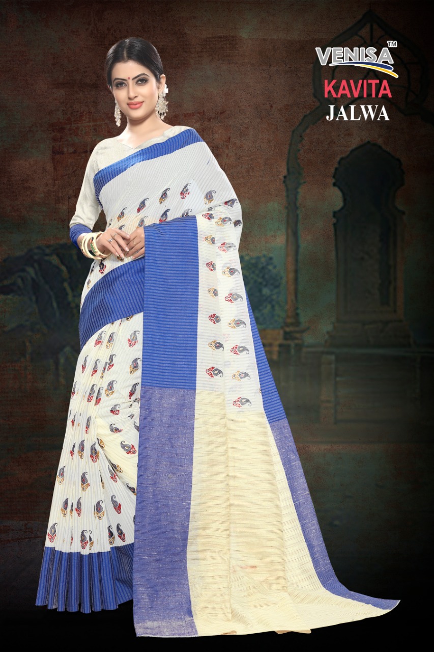 Kavita By Venisa Indian Traditional Wear Collection Beautiful Stylish Fancy Colorful Party Wear & Occasional Wear Blended Cotton Sarees At Wholesale Price