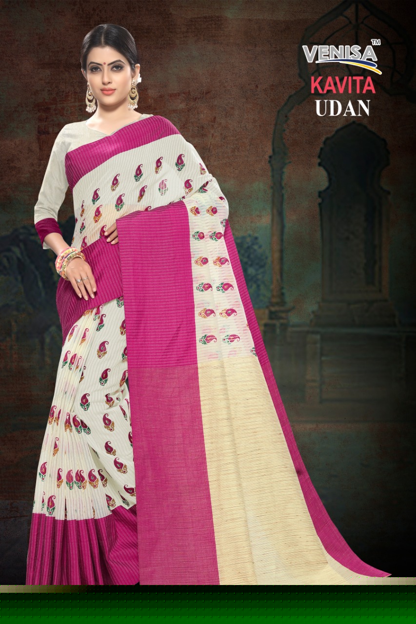 Kavita By Venisa Indian Traditional Wear Collection Beautiful Stylish Fancy Colorful Party Wear & Occasional Wear Blended Cotton Sarees At Wholesale Price