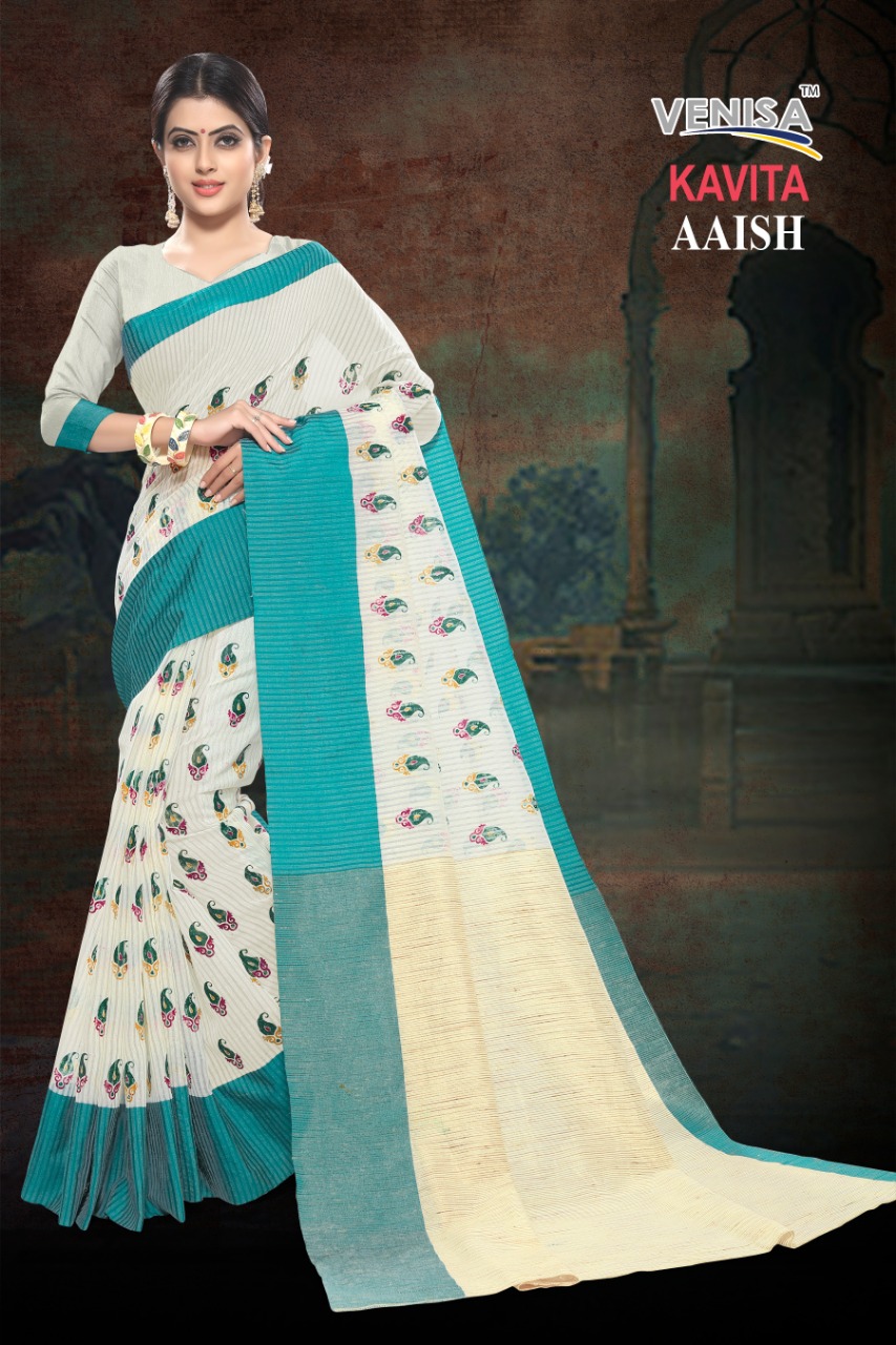 Kavita By Venisa Indian Traditional Wear Collection Beautiful Stylish Fancy Colorful Party Wear & Occasional Wear Blended Cotton Sarees At Wholesale Price