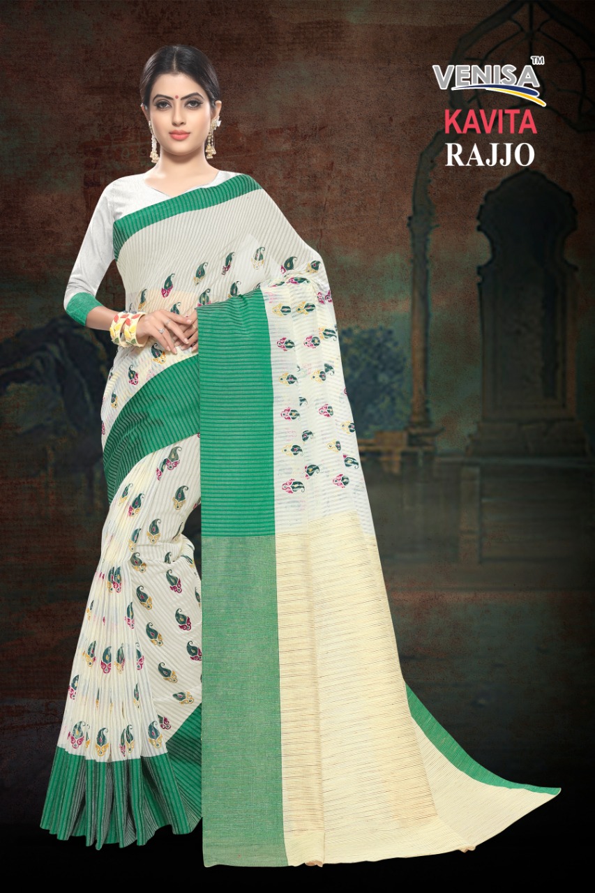 Kavita By Venisa Indian Traditional Wear Collection Beautiful Stylish Fancy Colorful Party Wear & Occasional Wear Blended Cotton Sarees At Wholesale Price