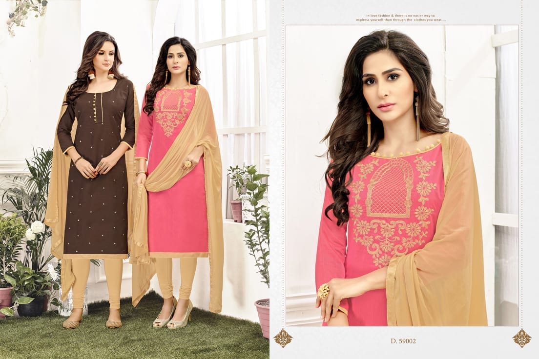 Kavvya Suits Vol-59 By B.g 59001 To 59013 Series Beautiful Stylish Fancy Colorful Casual Wear & Ethnic Wear Cotton Slub & Chanderi Silk Dresses At Wholesale Price