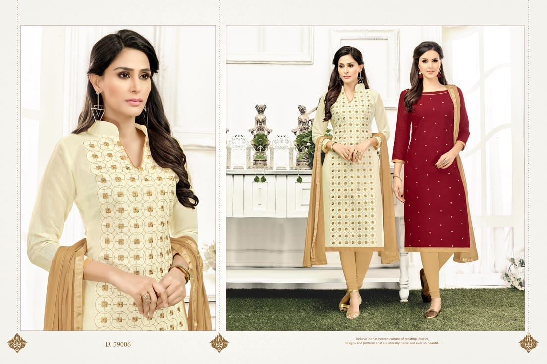Kavvya Suits Vol-59 By B.g 59001 To 59013 Series Beautiful Stylish Fancy Colorful Casual Wear & Ethnic Wear Cotton Slub & Chanderi Silk Dresses At Wholesale Price
