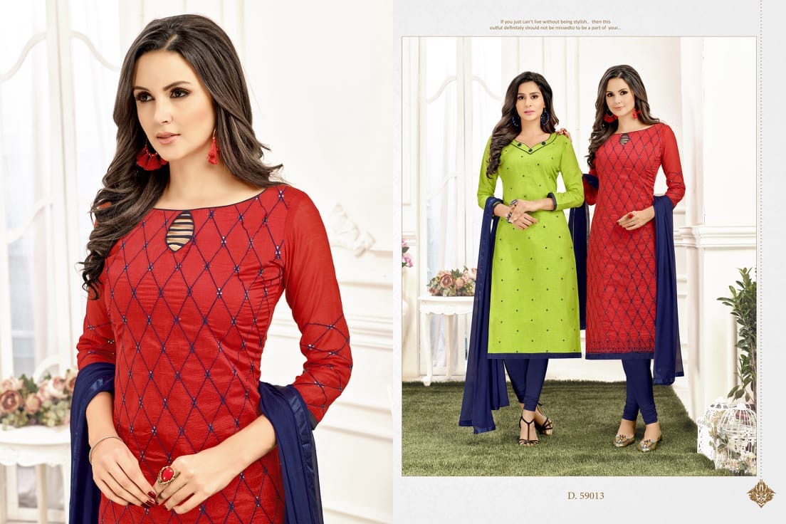 Kavvya Suits Vol-59 By B.g 59001 To 59013 Series Beautiful Stylish Fancy Colorful Casual Wear & Ethnic Wear Cotton Slub & Chanderi Silk Dresses At Wholesale Price
