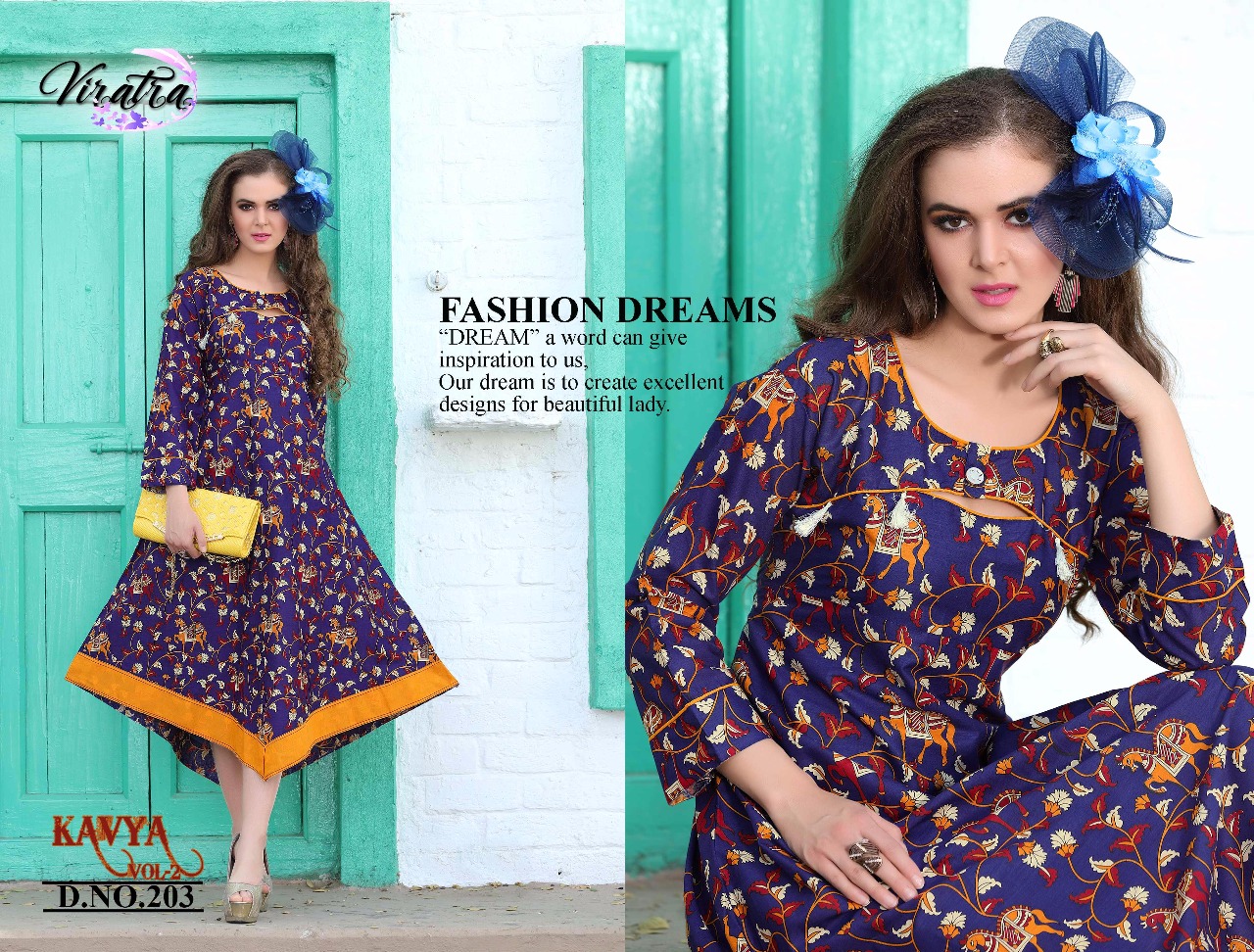 Kavya Vol-2 By Viratra Tex 201 To 208 Series Beautiful Stylish Fancy Colorful Casual Wear & Ethnic Wear Heavy Cotton Printed Kurtis At Wholesale Price