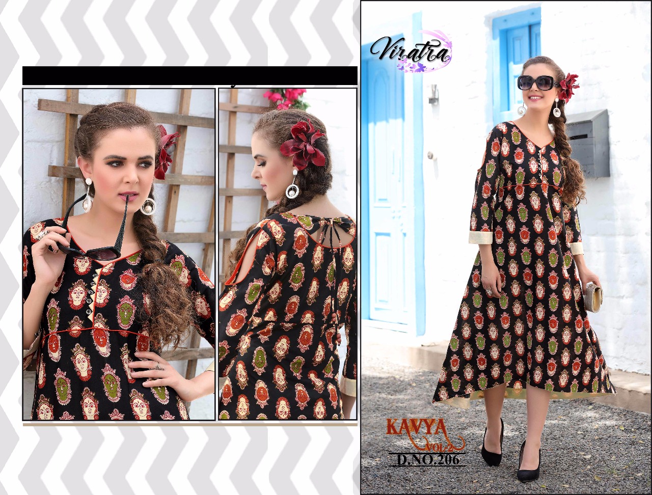 Kavya Vol-2 By Viratra Tex 201 To 208 Series Beautiful Stylish Fancy Colorful Casual Wear & Ethnic Wear Heavy Cotton Printed Kurtis At Wholesale Price