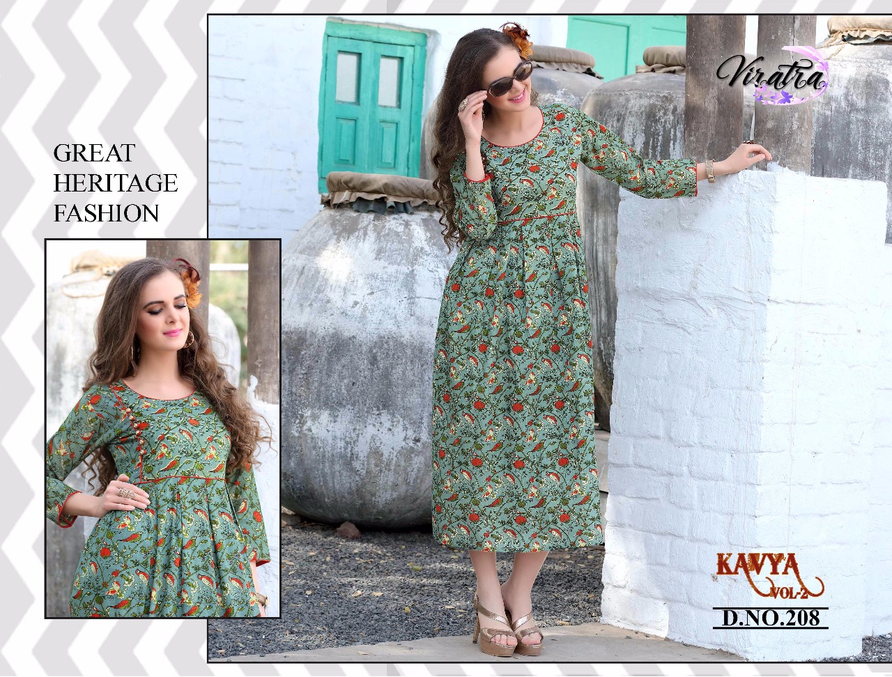 Kavya Vol-2 By Viratra Tex 201 To 208 Series Beautiful Stylish Fancy Colorful Casual Wear & Ethnic Wear Heavy Cotton Printed Kurtis At Wholesale Price