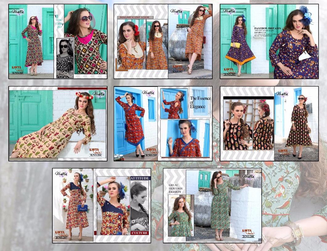 Kavya Vol-2 By Viratra Tex 201 To 208 Series Beautiful Stylish Fancy Colorful Casual Wear & Ethnic Wear Heavy Cotton Printed Kurtis At Wholesale Price