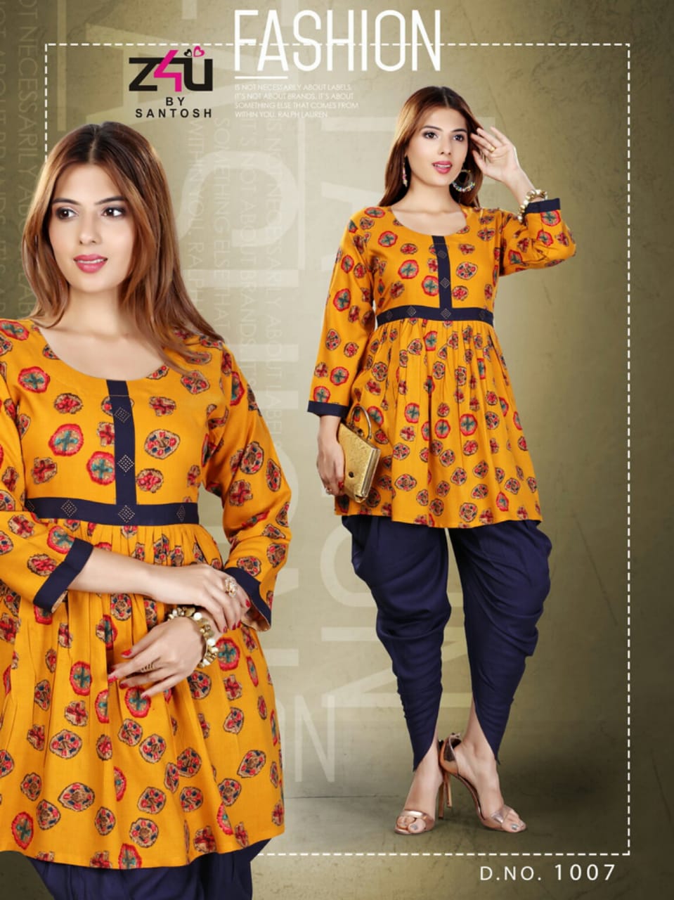 Kaya By Z4u 1001 To 1010 Series Beautiful Colorful Stylish Fancy Casual Wear & Ethnic Wear & Ready To Wear Rayon Kurtis & Dhoti At Wholesale Price