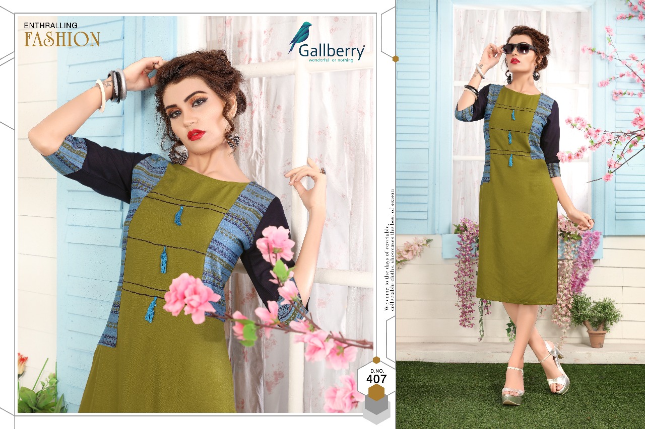 Kayra By Gallberry 407 To 412 Series Beautiful Stylish Fancy Colorful Casual Wear & Ethnic Wear & Ready To Wear Rayon Printed Kurtis At Wholesale Price