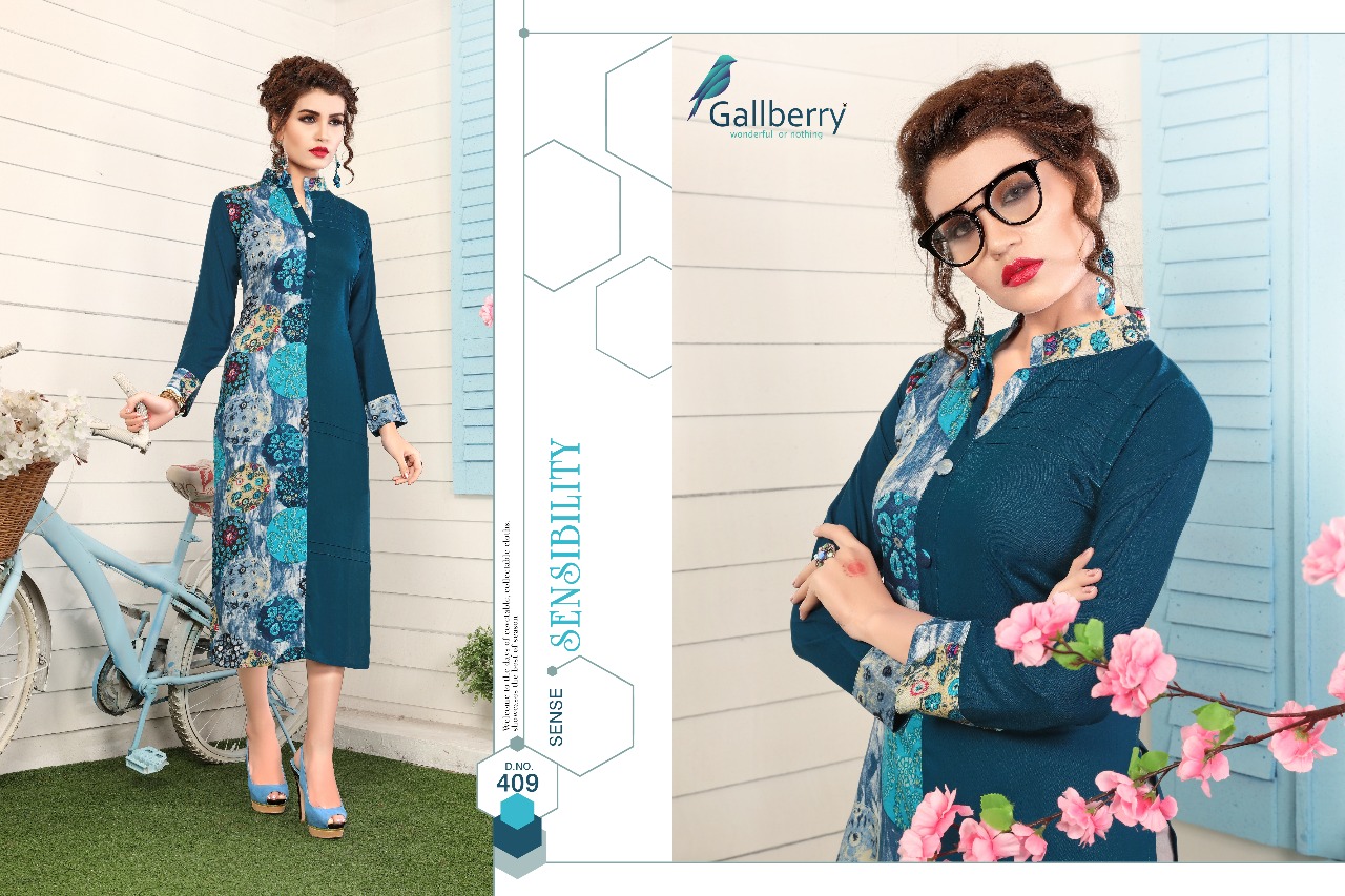 Kayra By Gallberry 407 To 412 Series Beautiful Stylish Fancy Colorful Casual Wear & Ethnic Wear & Ready To Wear Rayon Printed Kurtis At Wholesale Price