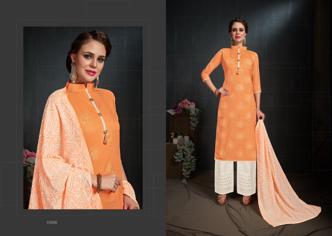 Kayraa By Aaa Design Studio 10001 To 10008 Series Beautiful Suits Stylish Fancy Colorful Party Wear & Ethnic Wear Cotton Lawn Gold Print With Accessories Work Dresses At Wholesale Price