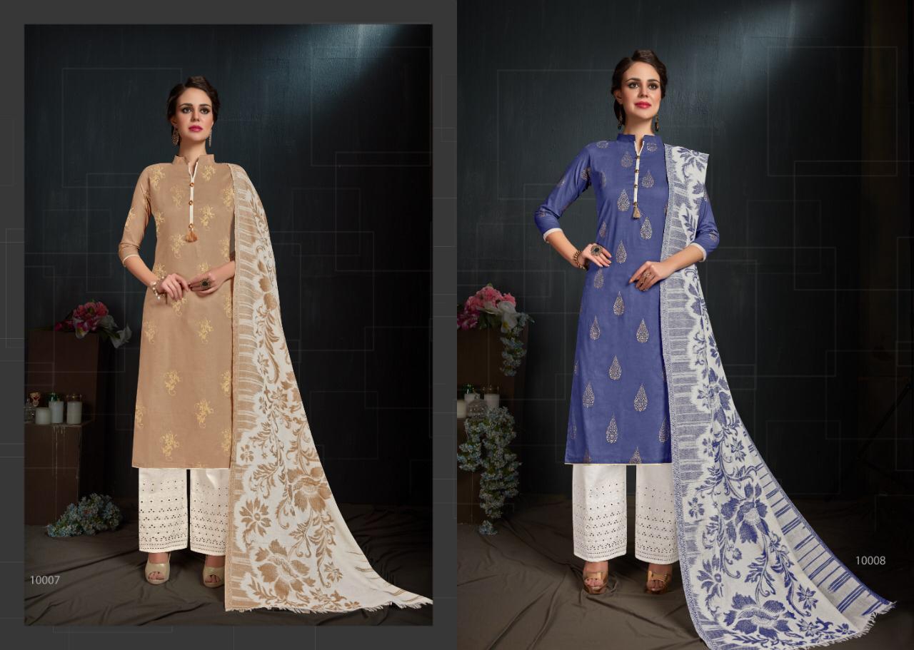 Kayraa By Aaa Design Studio 10001 To 10008 Series Beautiful Suits Stylish Fancy Colorful Party Wear & Ethnic Wear Cotton Lawn Gold Print With Accessories Work Dresses At Wholesale Price