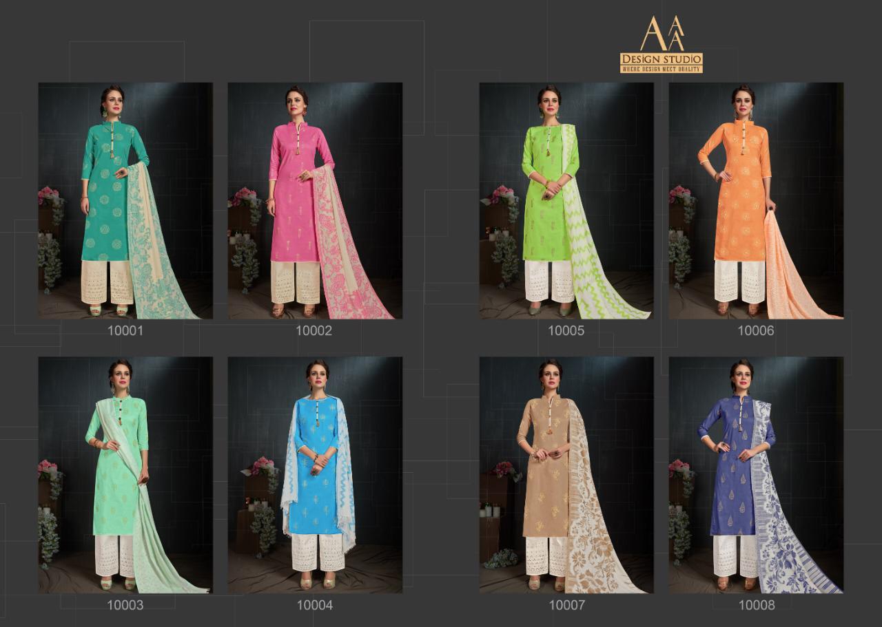 Kayraa By Aaa Design Studio 10001 To 10008 Series Beautiful Suits Stylish Fancy Colorful Party Wear & Ethnic Wear Cotton Lawn Gold Print With Accessories Work Dresses At Wholesale Price