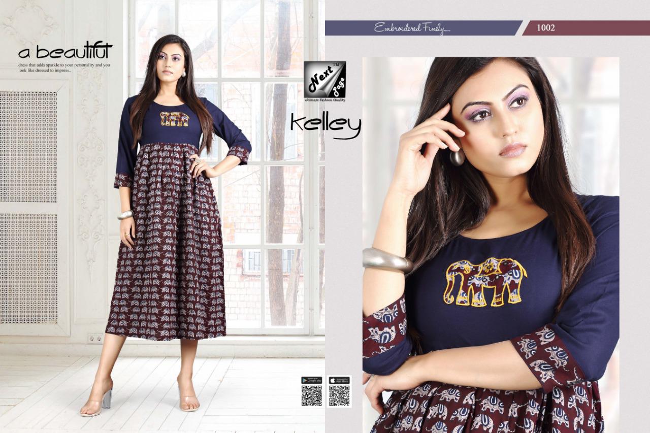 Kelley By Next Page 1001 To 1010 Series Designer Beautiful Stylish Colorful Fancy Ready To Wear & Casual Wear & Ethnic Wear Heavy Rayon And Cotton Kurtis At Wholesale Price