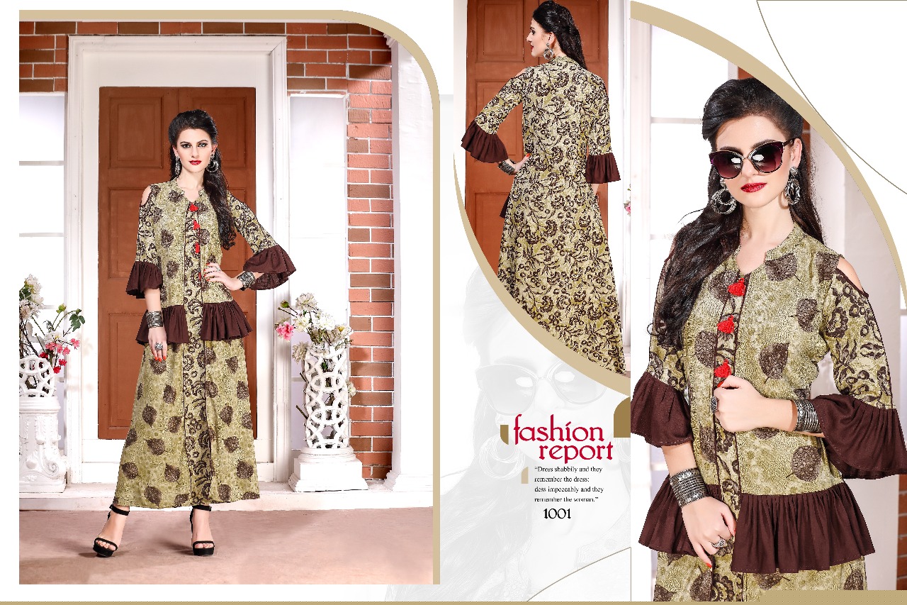 Kelly By Revaa 1001 To 1005 Series Beautiful Colorful Stylish Fancy Casual Wear & Ethnic Wear & Ready To Wear Heavy Rayon Kurtis At Wholesale Price
