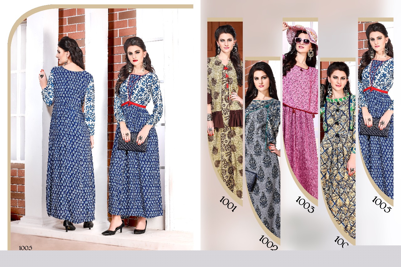 Kelly By Revaa 1001 To 1005 Series Beautiful Colorful Stylish Fancy Casual Wear & Ethnic Wear & Ready To Wear Heavy Rayon Kurtis At Wholesale Price