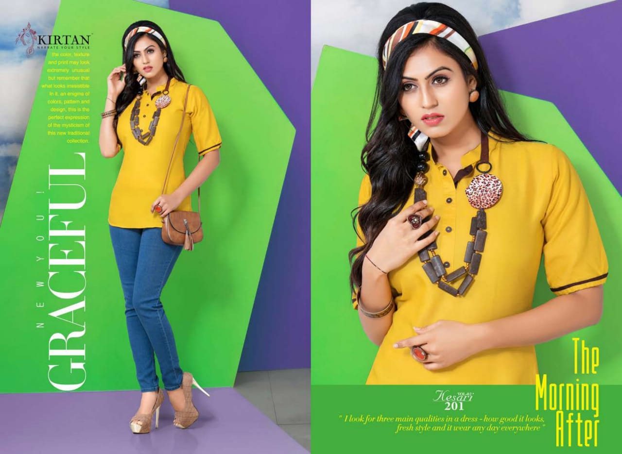 Kesari Vol 2 By Kirtan 201 To 208 Series Beautiful Stylish Colorful Fancy Ethnic Wear & Casual Wear Heavy Rayon Kurtis At Wholesale Price