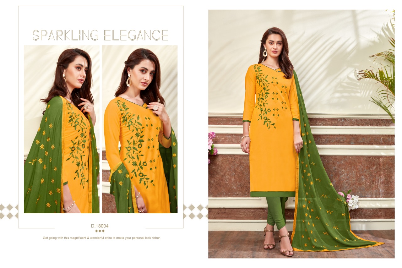 Kesari By Raghav Royal 18001 Ro 18012 Series Beautiful Fancy Colorful Stylish Wedding Wear Collection Party Wear & Occasional Wear Soft Cotton Slub Embroidery Dresses At Wholesale Price