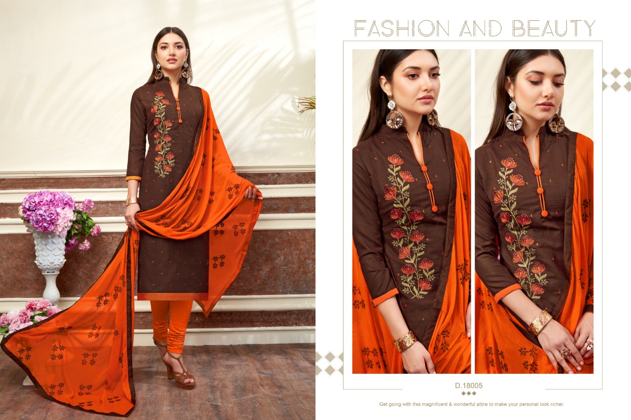 Kesari By Raghav Royal 18001 Ro 18012 Series Beautiful Fancy Colorful Stylish Wedding Wear Collection Party Wear & Occasional Wear Soft Cotton Slub Embroidery Dresses At Wholesale Price