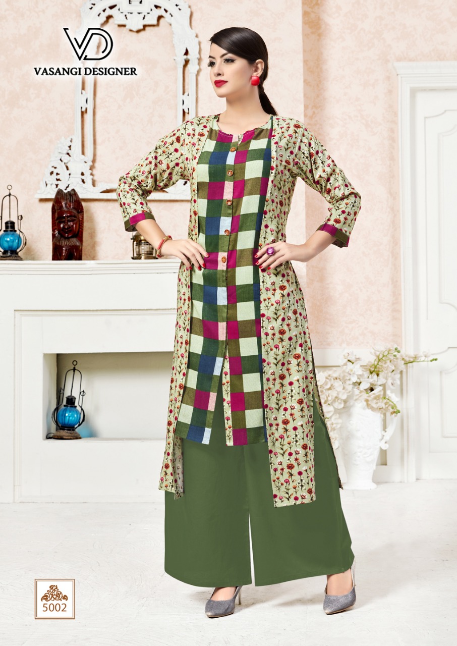 Kesari By Vasangi Designer 5001 To 5004 Series Beautiful Stylish Colorful Fancy Party Wear & Ethnic Wear & Ready To Wear Rayon Printed Kurtis At Wholesale Price