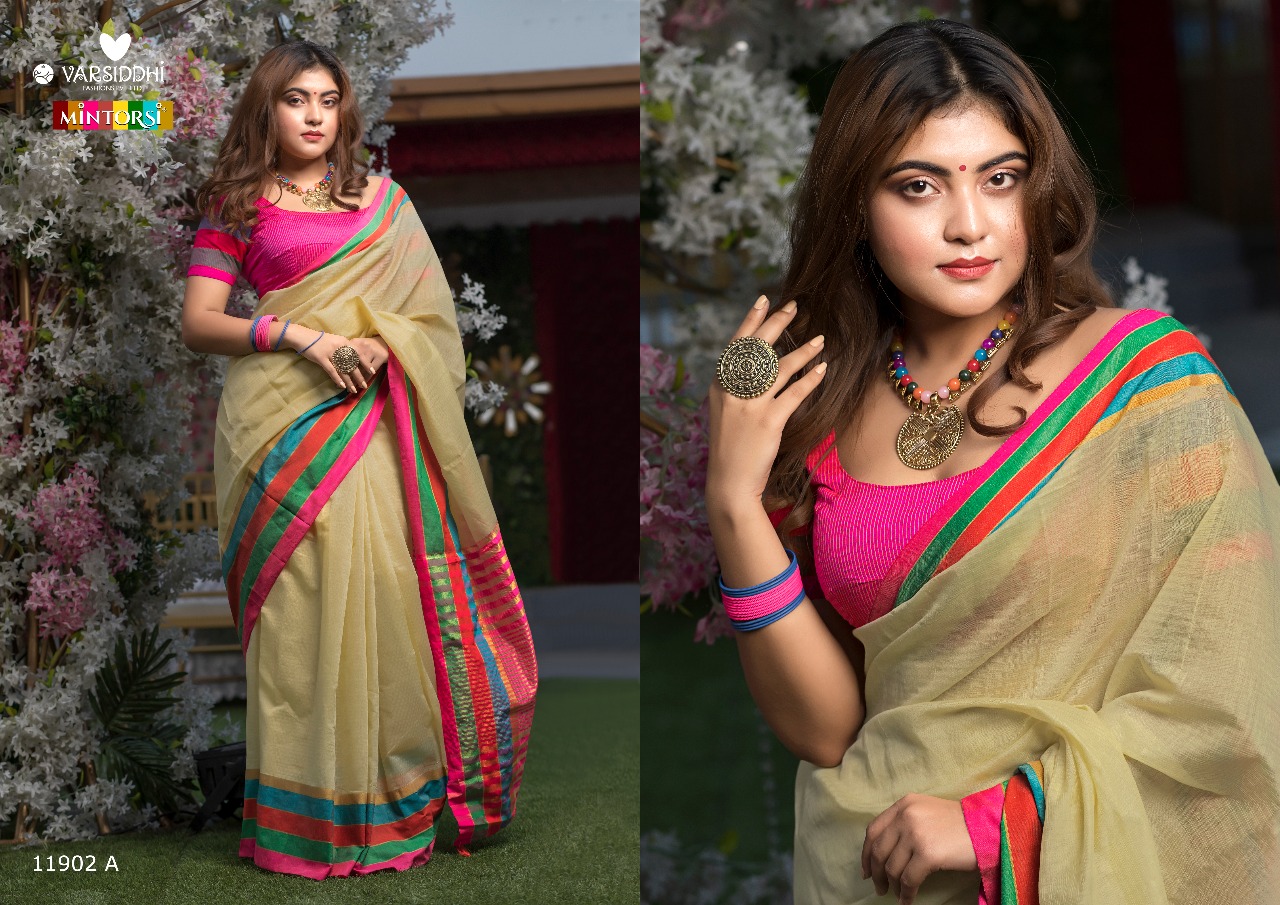Keshar Cotton By Varsiddhi 11901-a To 11906-b Series Designer Indian Traditional Wear Beautiful Stylish Fancy Colorful Party Wear & Occasional Wear Cotton Silk Sarees At Wholesale Price