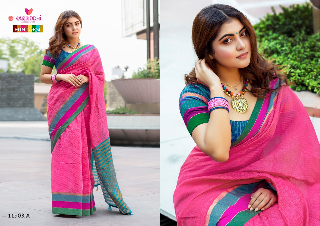 Keshar Cotton By Varsiddhi 11901-a To 11906-b Series Designer Indian Traditional Wear Beautiful Stylish Fancy Colorful Party Wear & Occasional Wear Cotton Silk Sarees At Wholesale Price