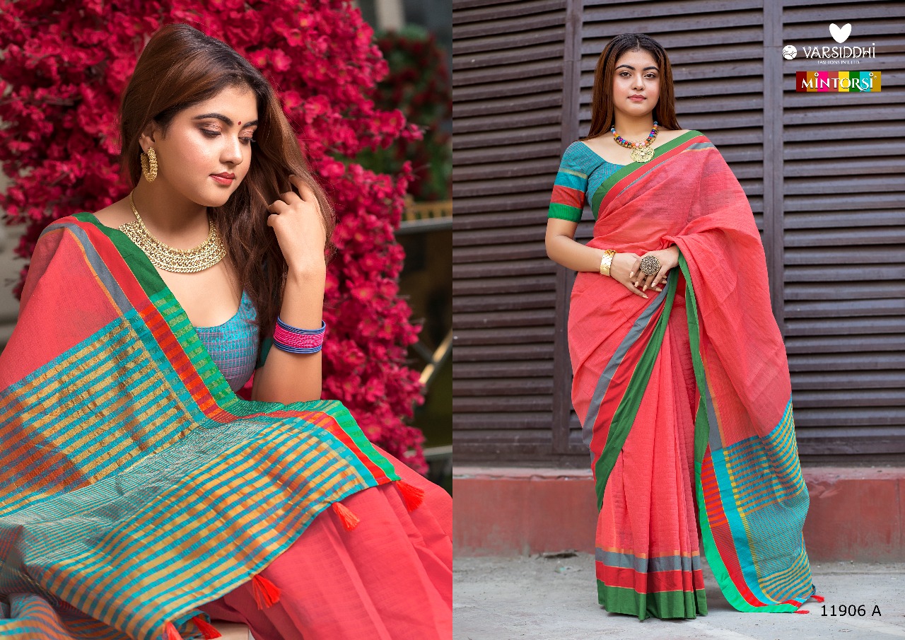 Keshar Cotton By Varsiddhi 11901-a To 11906-b Series Designer Indian Traditional Wear Beautiful Stylish Fancy Colorful Party Wear & Occasional Wear Cotton Silk Sarees At Wholesale Price