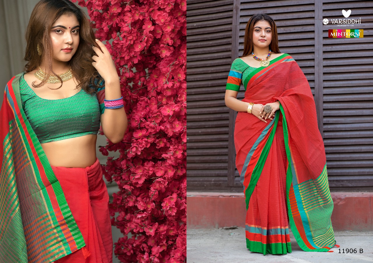Keshar Cotton By Varsiddhi 11901-a To 11906-b Series Designer Indian Traditional Wear Beautiful Stylish Fancy Colorful Party Wear & Occasional Wear Cotton Silk Sarees At Wholesale Price