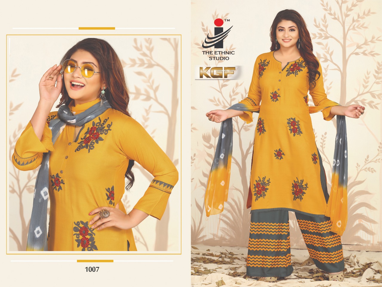 Kgf By The Ethnic Studio 1001 To 1008 Series Beautiful Colorful Stylish Fancy Casual Wear & Ethnic Wear & Ready To Wear Rayon Plain Top With Embroidery Kurtis At Wholesale Price