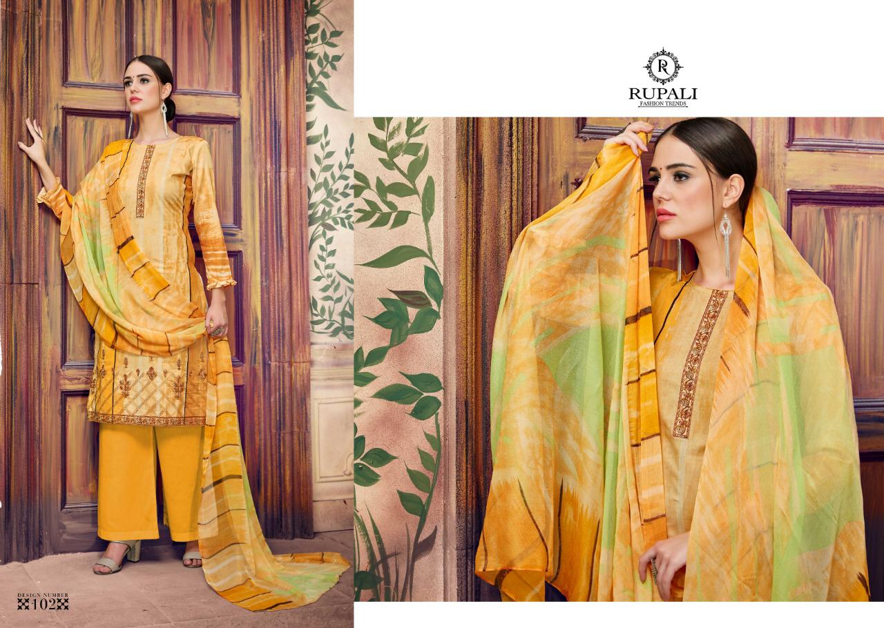Khubsurat By Rupali Fashion 101 To 108 Series Designer Suits Collection Beautiful Stylish Fancy Colorful Party Wear & Occasional Wear Purest Lawn Cotton Prints With Embroidery Dresses At Wholesale Price