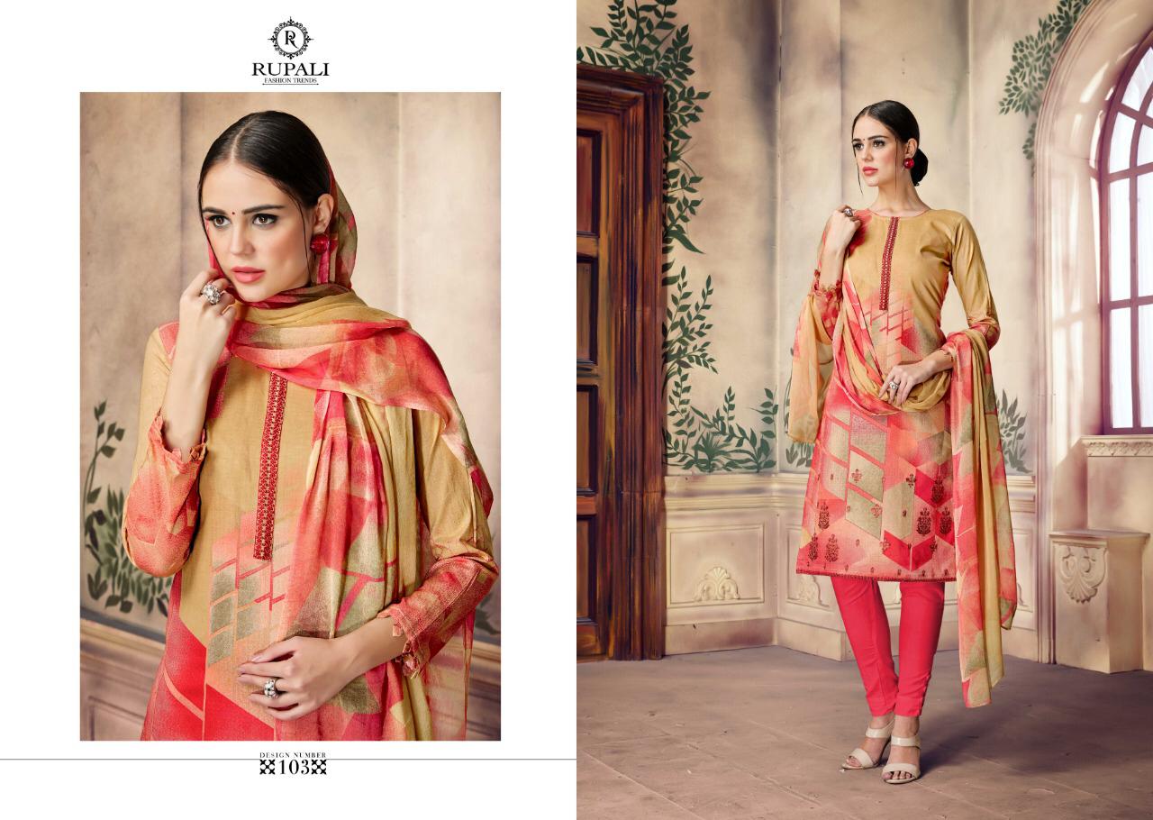 Khubsurat By Rupali Fashion 101 To 108 Series Designer Suits Collection Beautiful Stylish Fancy Colorful Party Wear & Occasional Wear Purest Lawn Cotton Prints With Embroidery Dresses At Wholesale Price