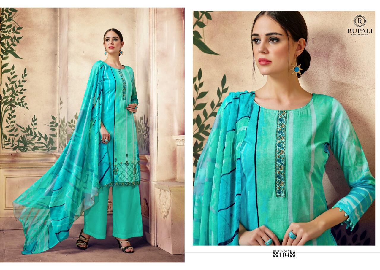 Khubsurat By Rupali Fashion 101 To 108 Series Designer Suits Collection Beautiful Stylish Fancy Colorful Party Wear & Occasional Wear Purest Lawn Cotton Prints With Embroidery Dresses At Wholesale Price