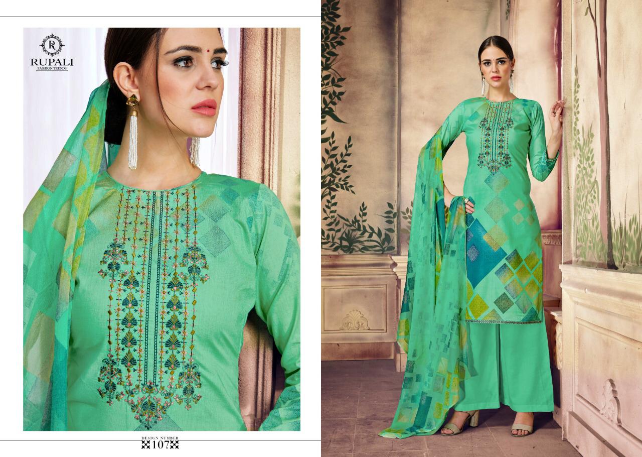Khubsurat By Rupali Fashion 101 To 108 Series Designer Suits Collection Beautiful Stylish Fancy Colorful Party Wear & Occasional Wear Purest Lawn Cotton Prints With Embroidery Dresses At Wholesale Price