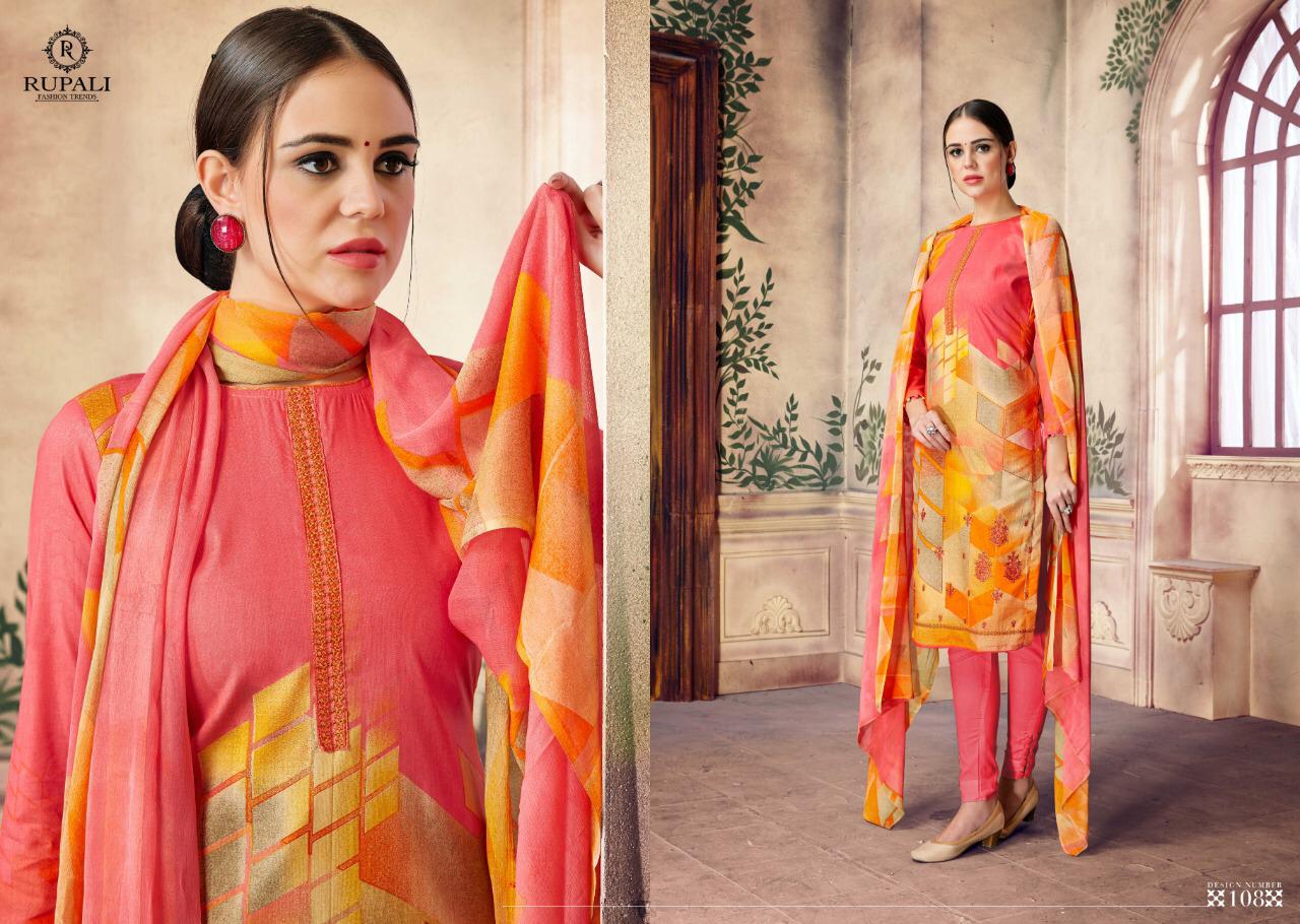 Khubsurat By Rupali Fashion 101 To 108 Series Designer Suits Collection Beautiful Stylish Fancy Colorful Party Wear & Occasional Wear Purest Lawn Cotton Prints With Embroidery Dresses At Wholesale Price