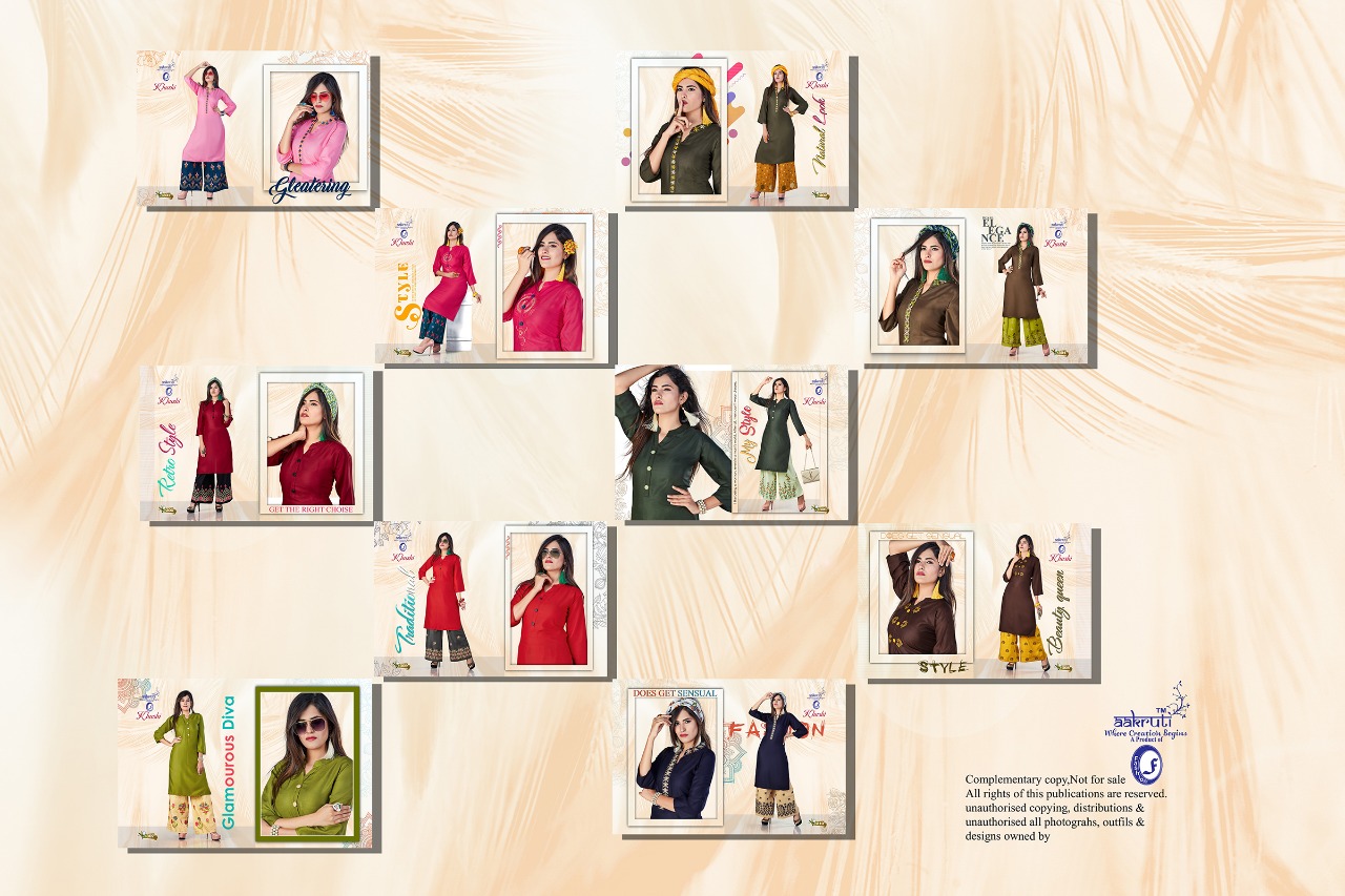 Khushi By Aakruti 301 To 310 Series Beautiful Stylish Colorful Fancy Party Wear & Ethnic Wear & Ready To Wear Rayon Kurtis With Bottom At Wholesale Price