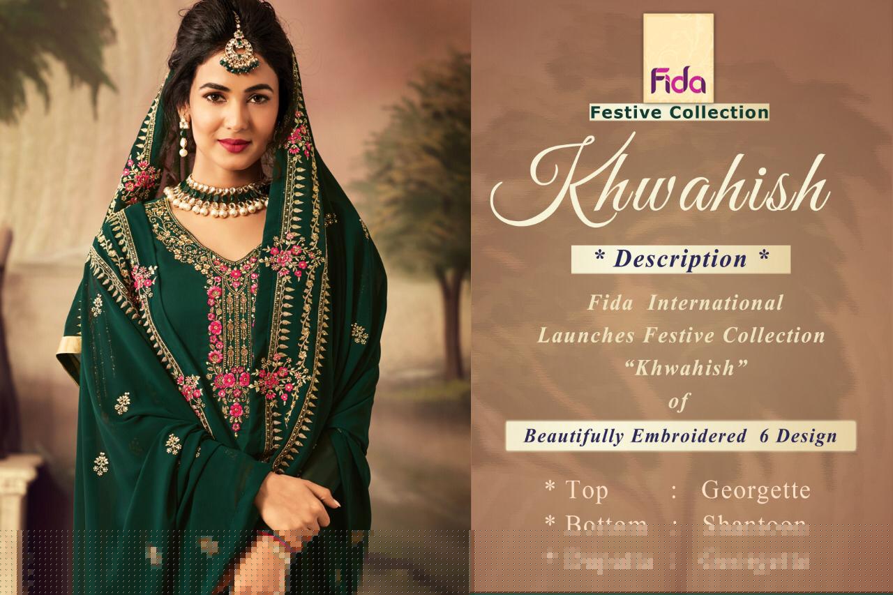 Khwahish By Fida 1001 To 1006 Series Designer Wedding Collection Suits Colorful Fancy Beautiful Stylish Party Wear & Occasional Wear Georgette Embroidered Dresses At Wholesale Price