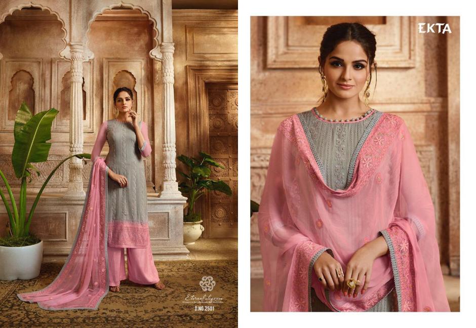Khwaish Vol-25 By Ekta Fashion 2501 To 2508 Series Beautiful Winter Collection Suits Stylish Fancy Colorful Casual Wear & Ethnic Wear Bemberg Chiffon Dresses At Wholesale Price