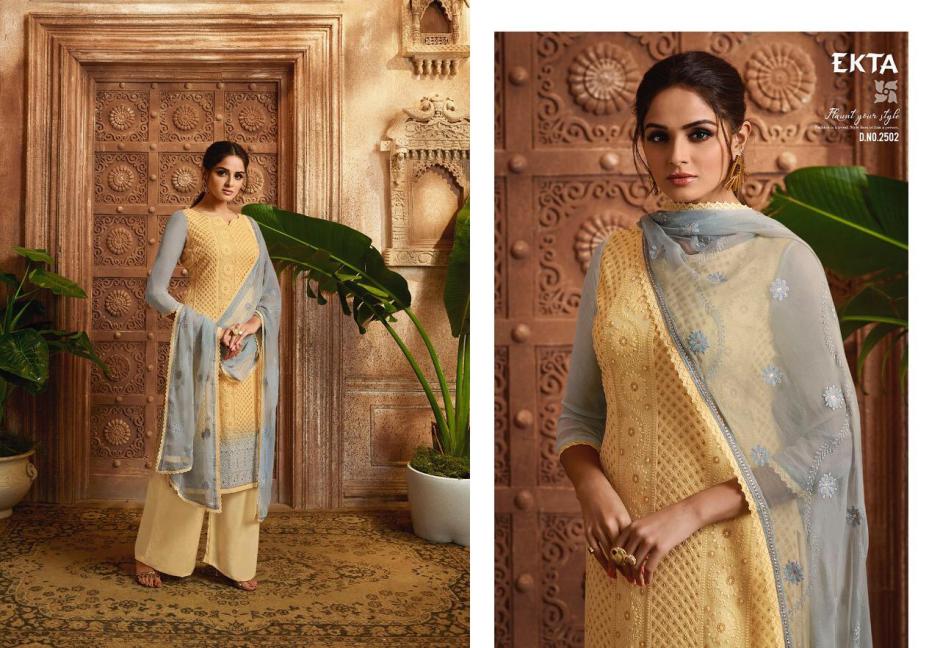 Khwaish Vol-25 By Ekta Fashion 2501 To 2508 Series Beautiful Winter Collection Suits Stylish Fancy Colorful Casual Wear & Ethnic Wear Bemberg Chiffon Dresses At Wholesale Price