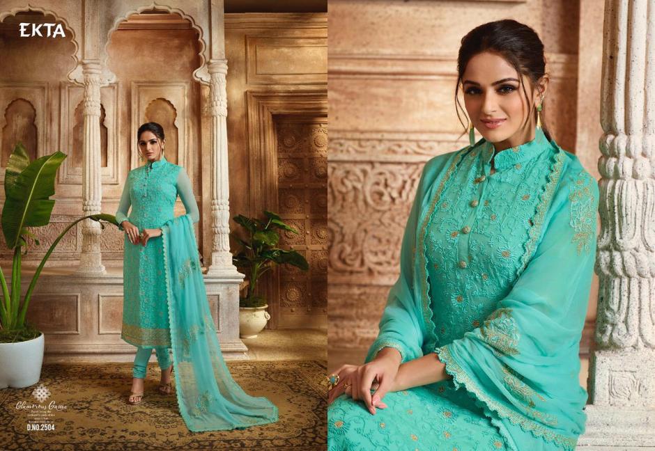 Khwaish Vol-25 By Ekta Fashion 2501 To 2508 Series Beautiful Winter Collection Suits Stylish Fancy Colorful Casual Wear & Ethnic Wear Bemberg Chiffon Dresses At Wholesale Price