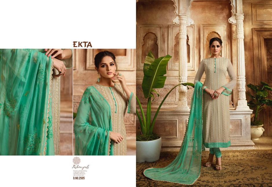 Khwaish Vol-25 By Ekta Fashion 2501 To 2508 Series Beautiful Winter Collection Suits Stylish Fancy Colorful Casual Wear & Ethnic Wear Bemberg Chiffon Dresses At Wholesale Price