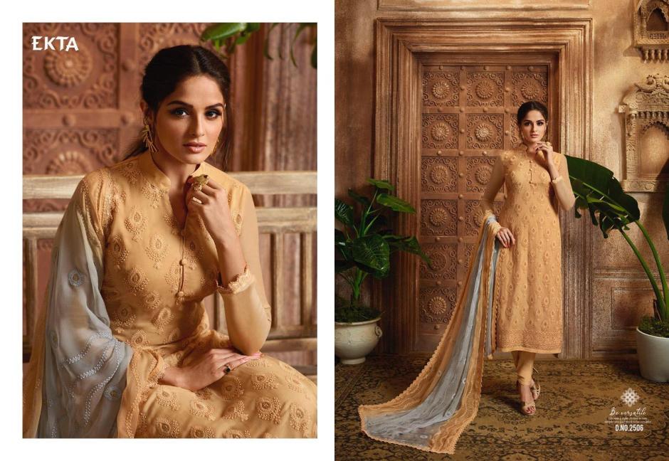 Khwaish Vol-25 By Ekta Fashion 2501 To 2508 Series Beautiful Winter Collection Suits Stylish Fancy Colorful Casual Wear & Ethnic Wear Bemberg Chiffon Dresses At Wholesale Price
