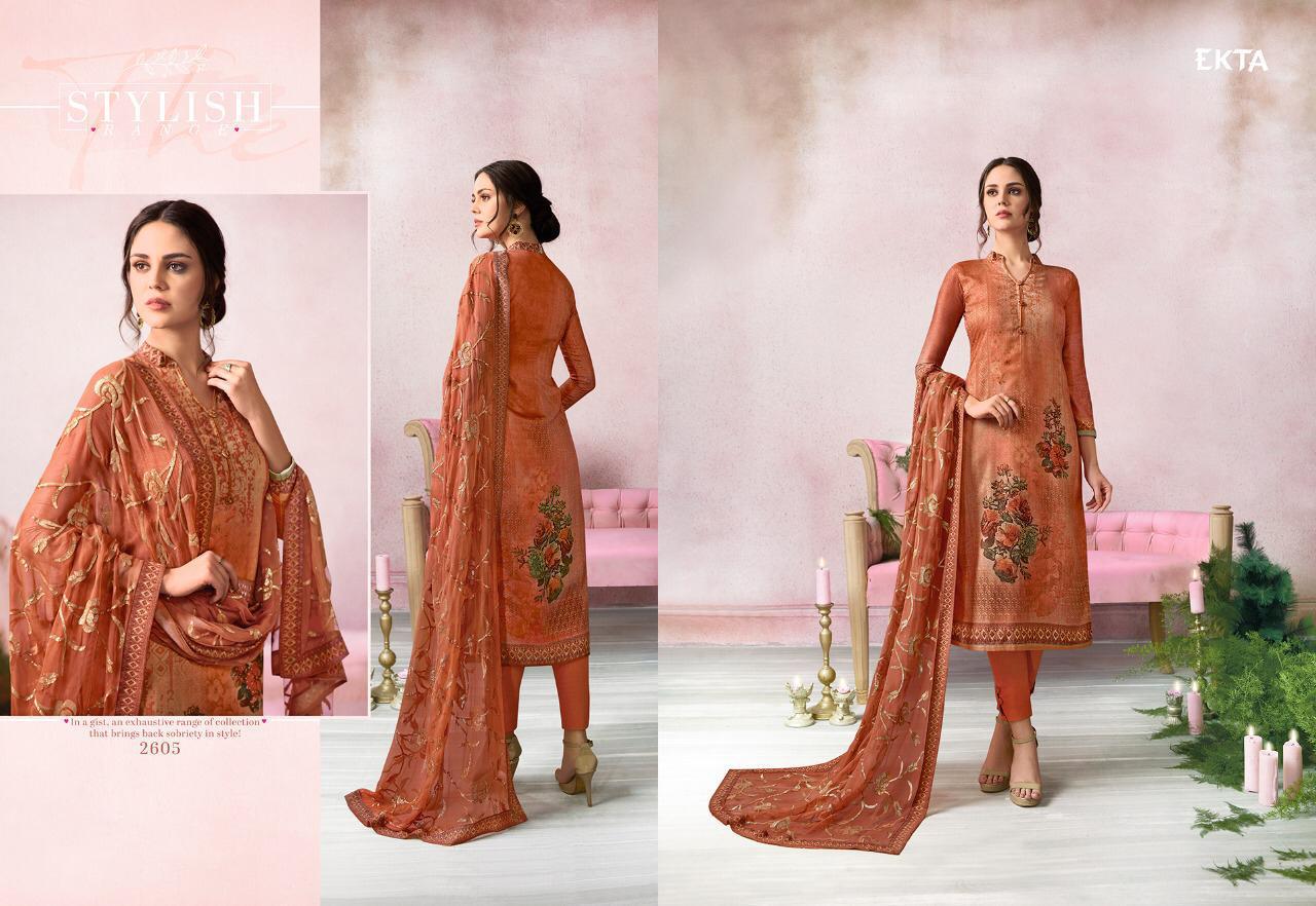 Khwaish Vol-26 By Ekta Fashion 2601 To 2607 Series Beautiful Winter Collection Suits Stylish Fancy Colorful Casual Wear & Ethnic Wear Cotton Satin Embroidered Dresses At Wholesale Price