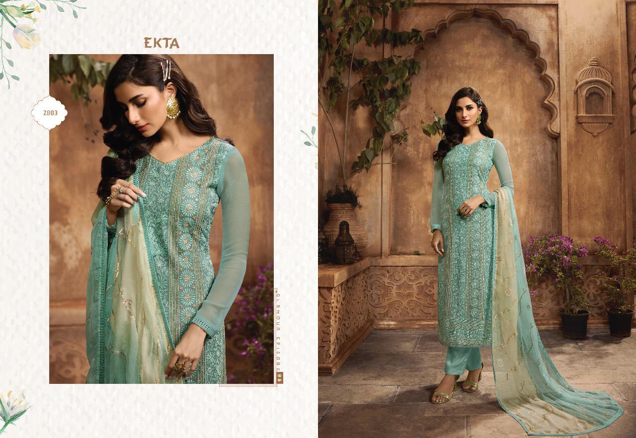 Khwaish Vol-28 By Ekta Fashion 2801 To 2808 Series Beautiful Winter Collection Suits Stylish Fancy Colorful Casual Wear & Ethnic Wear Chiffon Embroidered Dresses At Wholesale Price