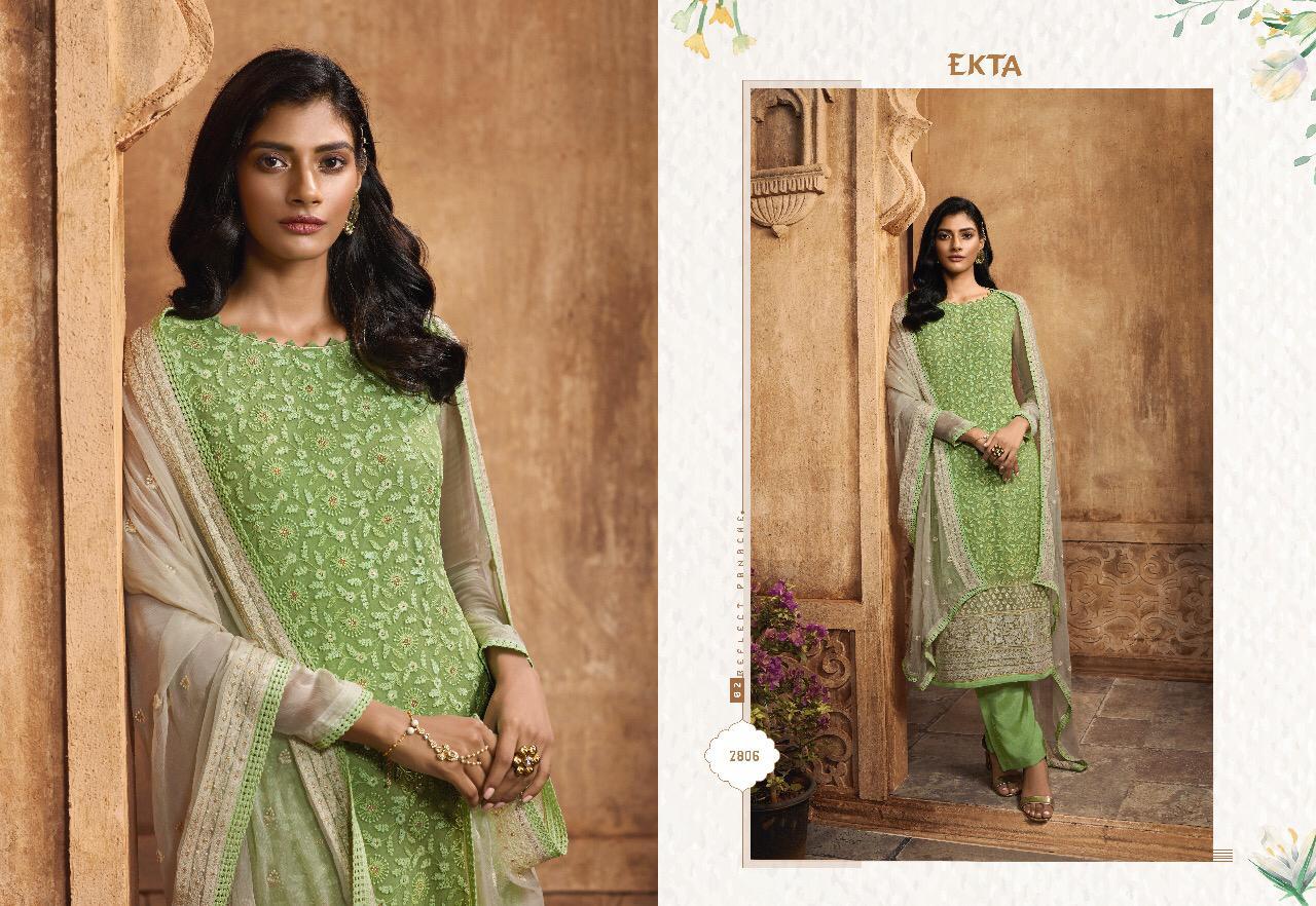 Khwaish Vol-28 By Ekta Fashion 2801 To 2808 Series Beautiful Winter Collection Suits Stylish Fancy Colorful Casual Wear & Ethnic Wear Chiffon Embroidered Dresses At Wholesale Price